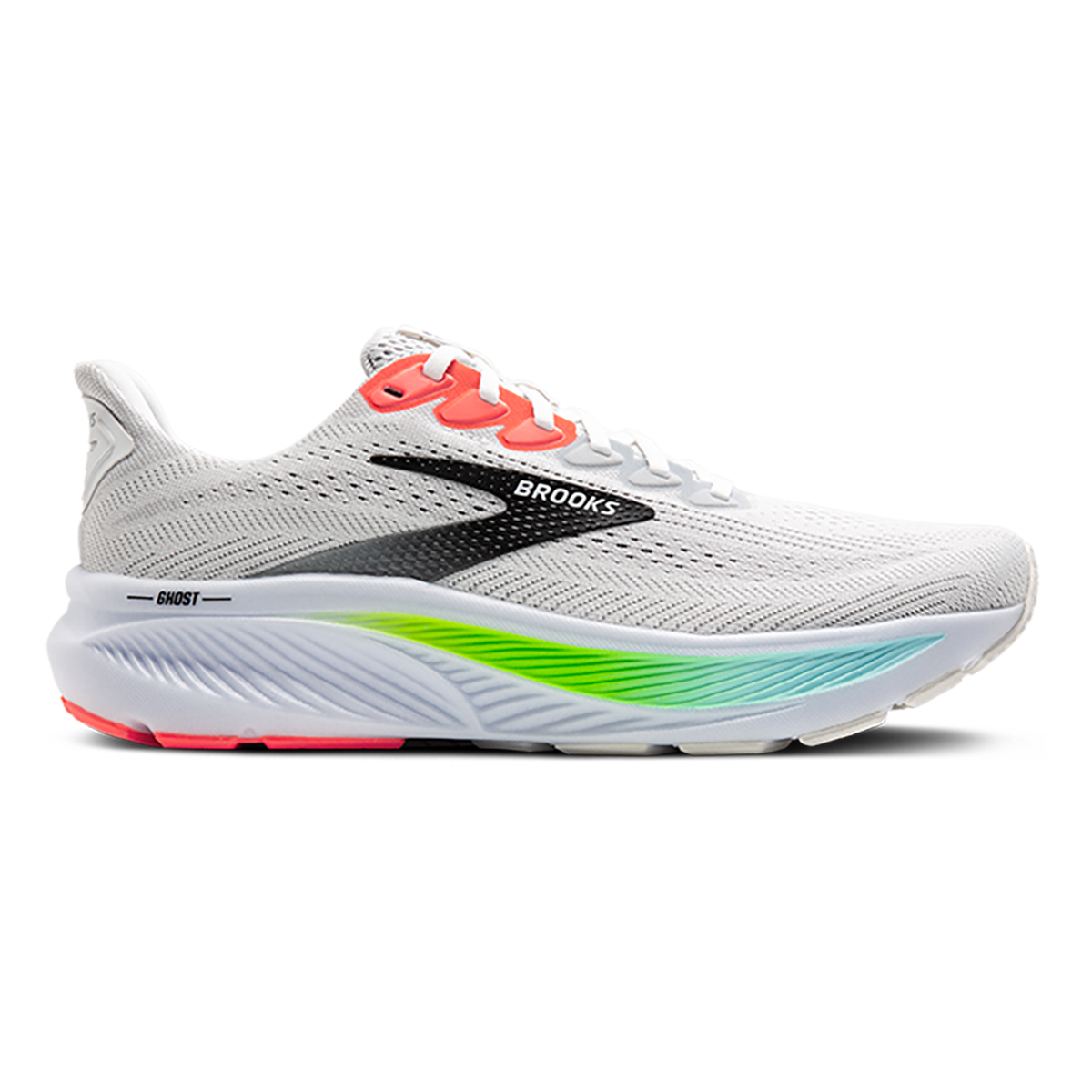 Brooks Ghost 17 White - Pink Clay - Gecko - Running Shoes