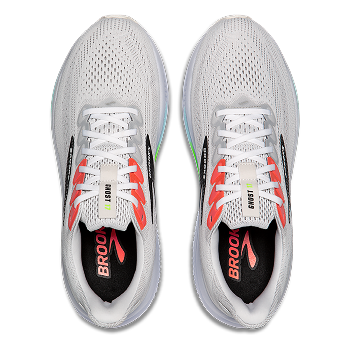 Brooks Ghost 17 White - Pink Clay - Gecko - Running Shoes