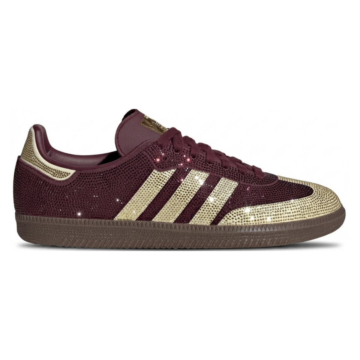 Adidas Women's Samba OG Maroon/Gold Rhinestones - Sneakers