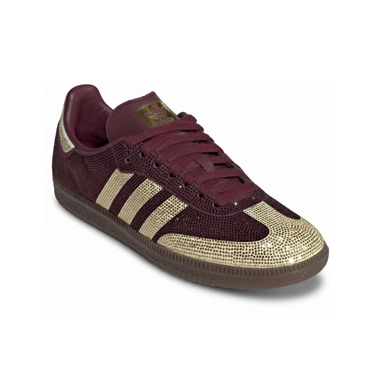 Adidas Women's Samba OG Maroon/Gold Rhinestones - Sneakers