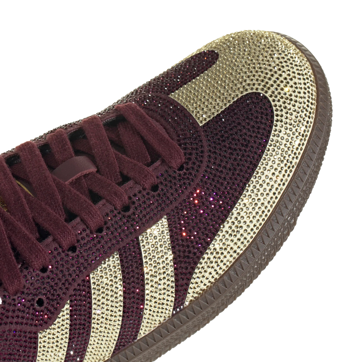 Adidas Women's Samba OG Maroon/Gold Rhinestones - Sneakers