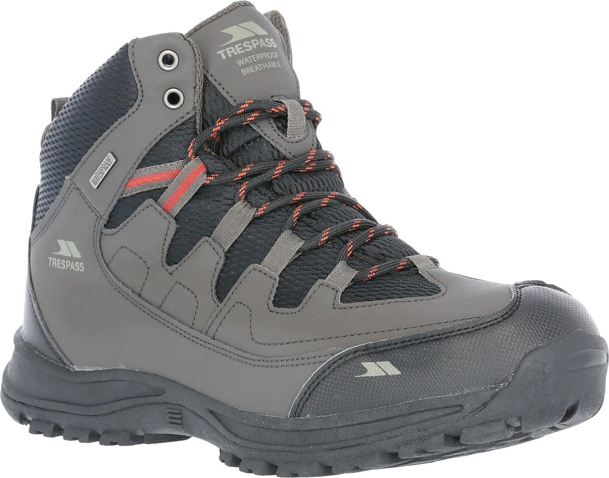 Trespass Finley Mid Waterproof Mens Walking Boots - Grey